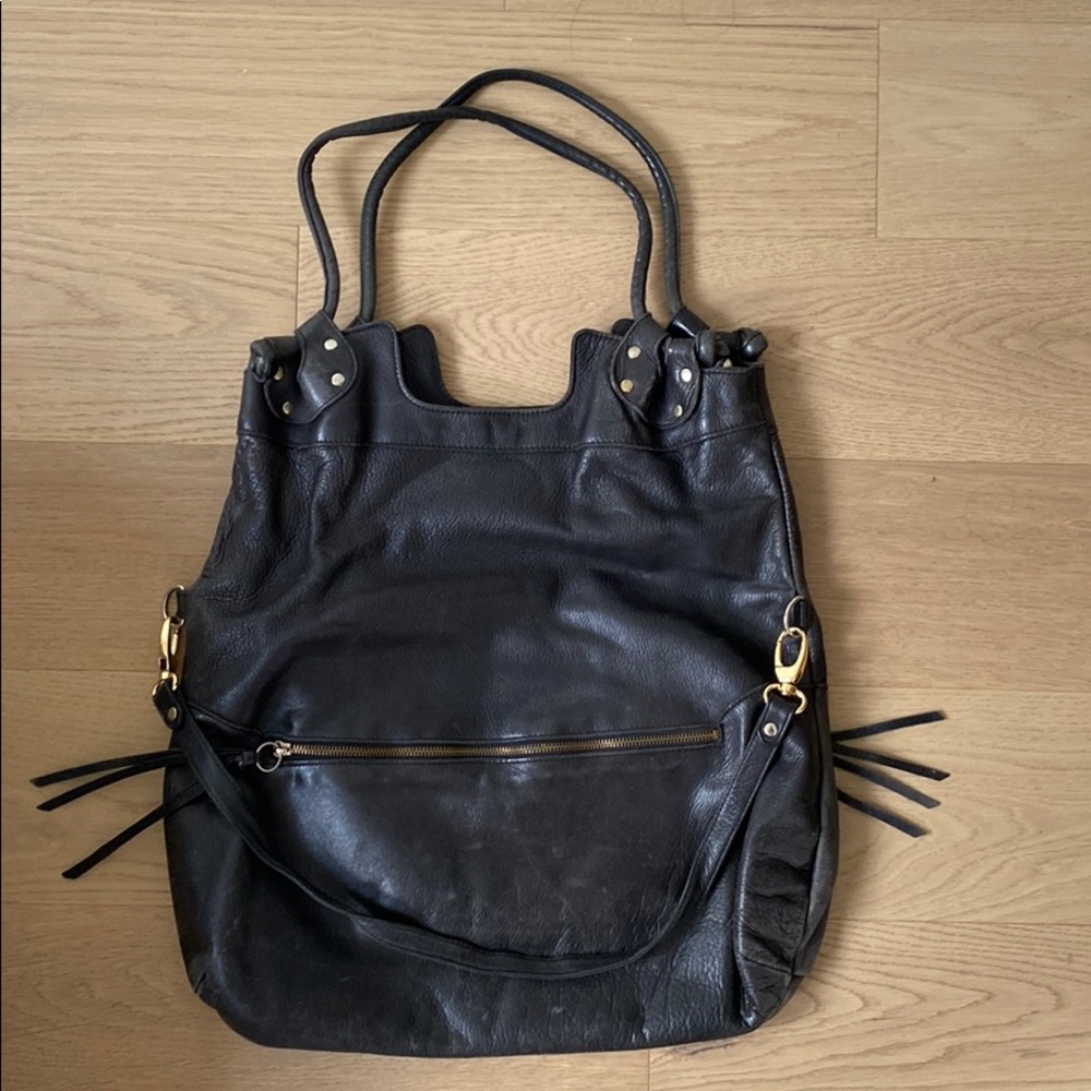 Pietro Alessandro black leather fold over shoulder bag
